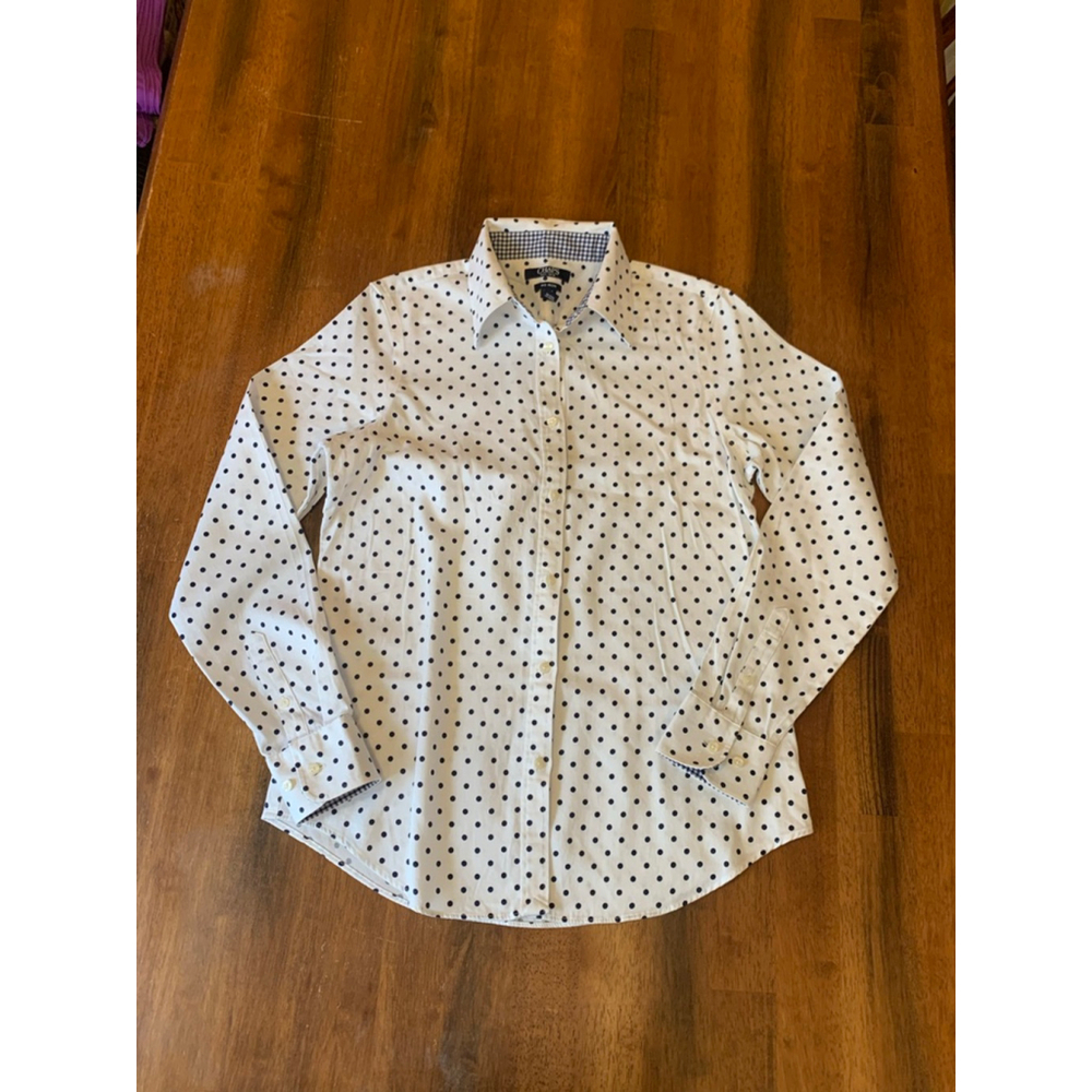 Chaps button down Small White with Navy Polka Dots